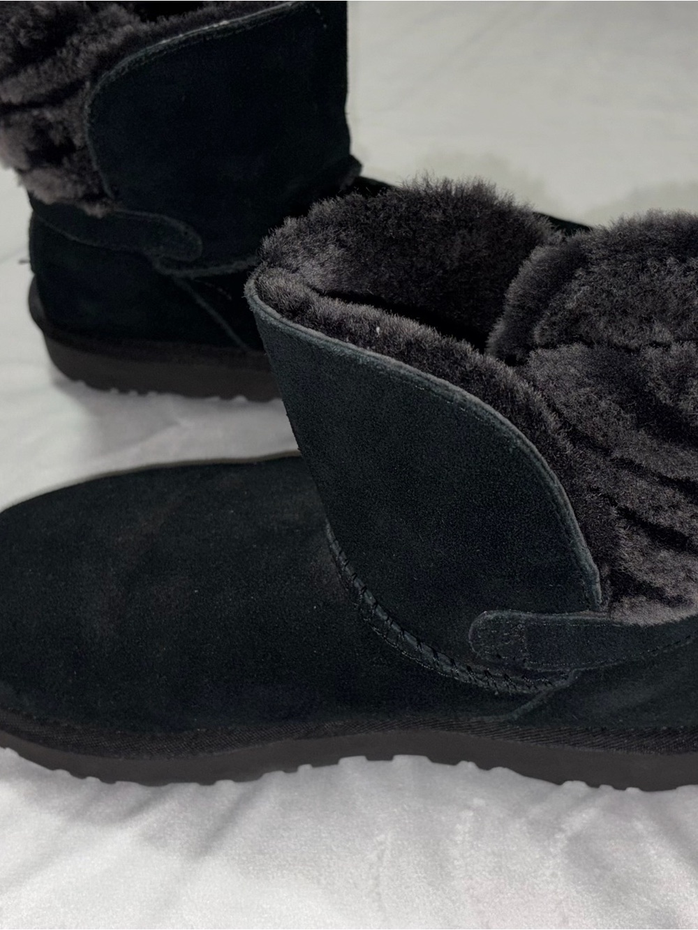 UGG Women's Black Suede Shearling Short Boot